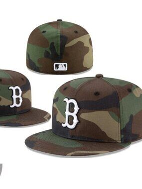 New Era Boston 'B' Camo Snapback Hat - Green/Brown/Black